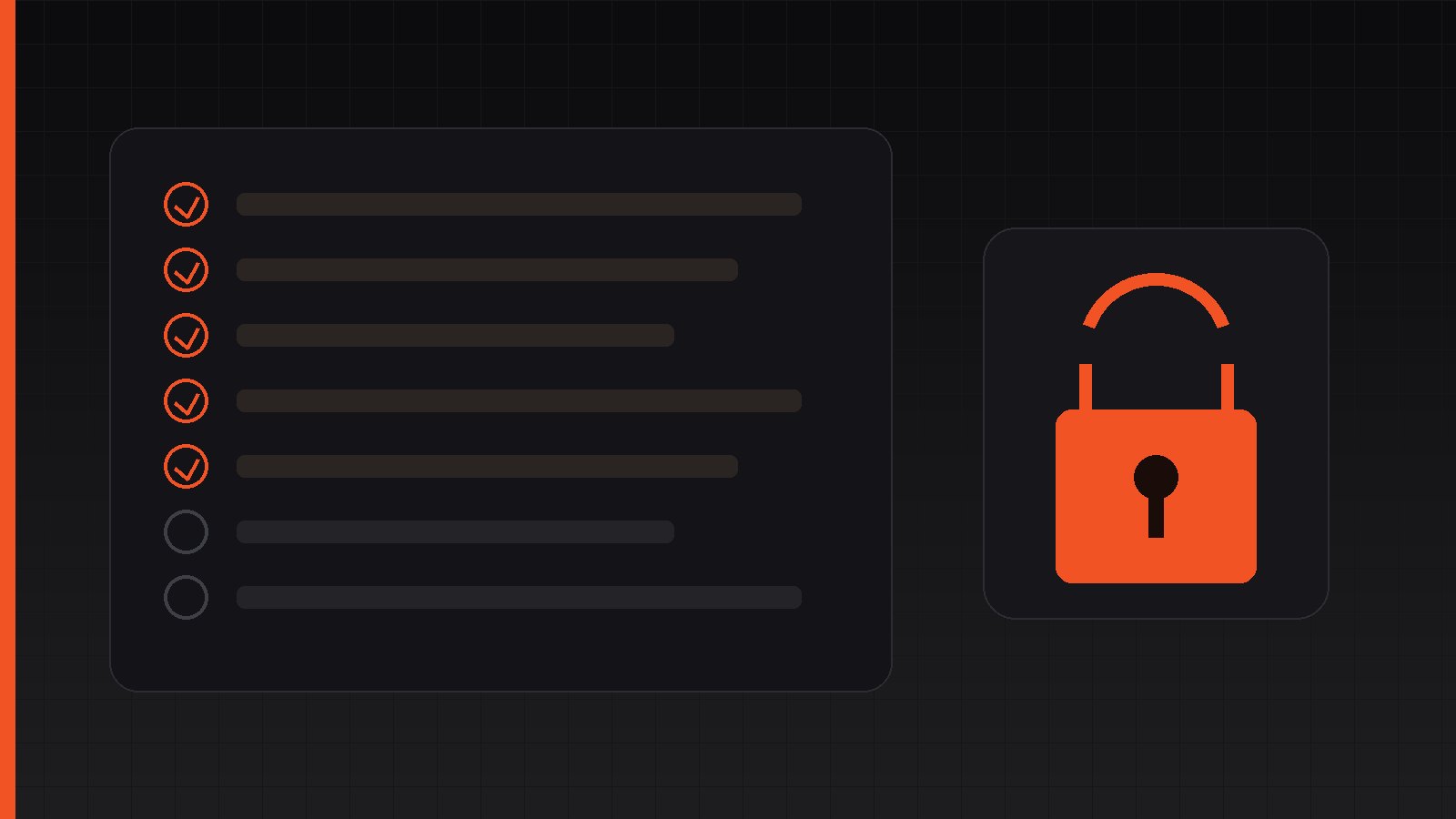 Checklist beside a locked laptop on a dark desk
